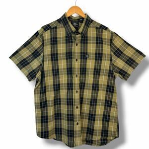 Mens Harley Davidson Plaid Short Sleeve Button Down Shirt Olive Green Black XL